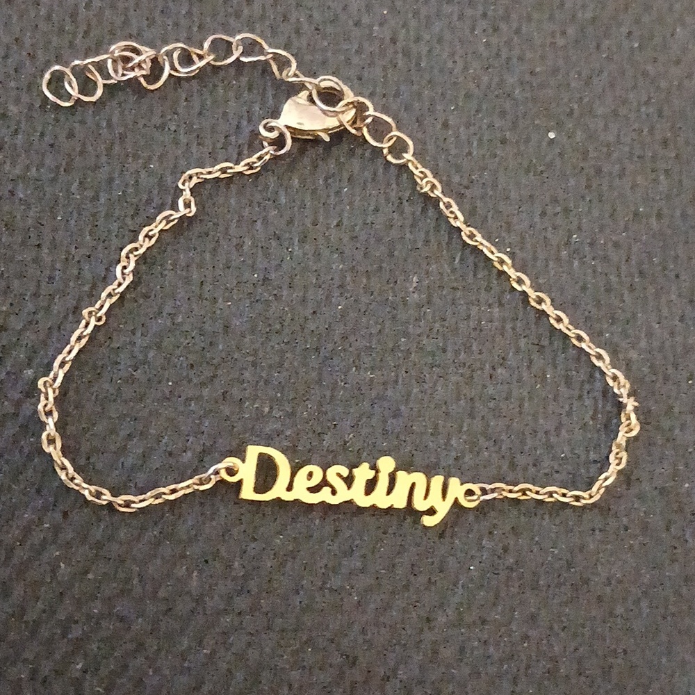Destiny Script Bracelet 6 to 8" Dainty Gold Plated Perfect Dainty